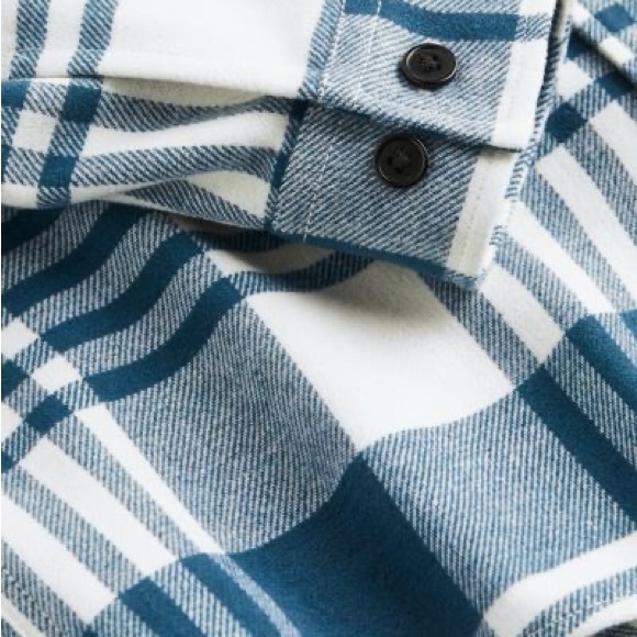 H&M Twill Overshirt Blue/White Checked, Medium - Picture 3 of 5